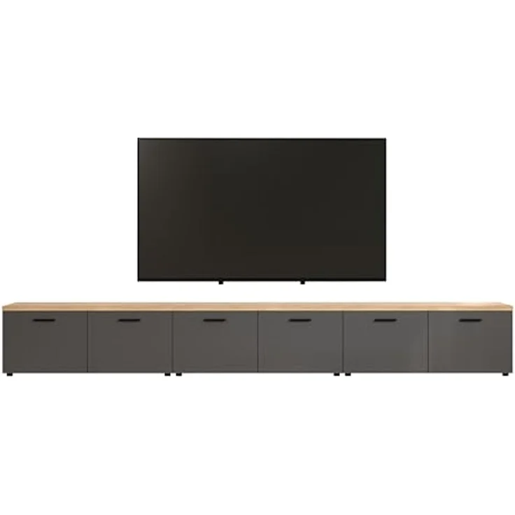 trendteam smart living - Baggio - TV-Schrank - Grau/Eiche - TV-Möbel mit 3 Lowboards - (B x H x T) 360 × 50 × 40 cm - Moderner Stil – Bild 4