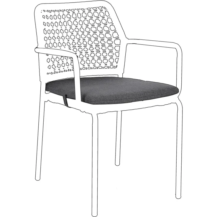 Sitzkissen Rajada 2er-Set aus wasserabweisendem Stoff, modern, Dunkelgrau, abnehmbarer Bezug