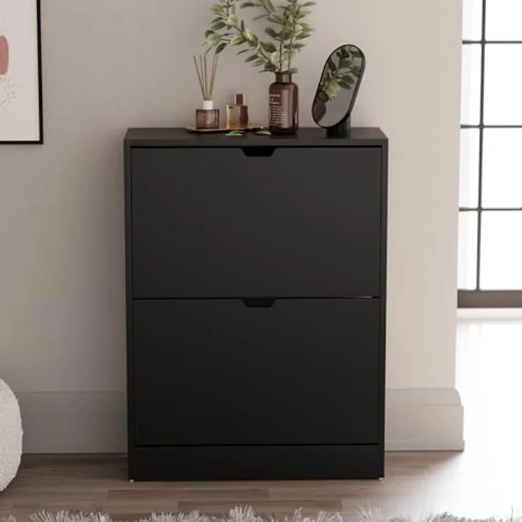 Vida Designs Schuhschrank, Schwarz, 80H x 60W x 24D – Bild 4
