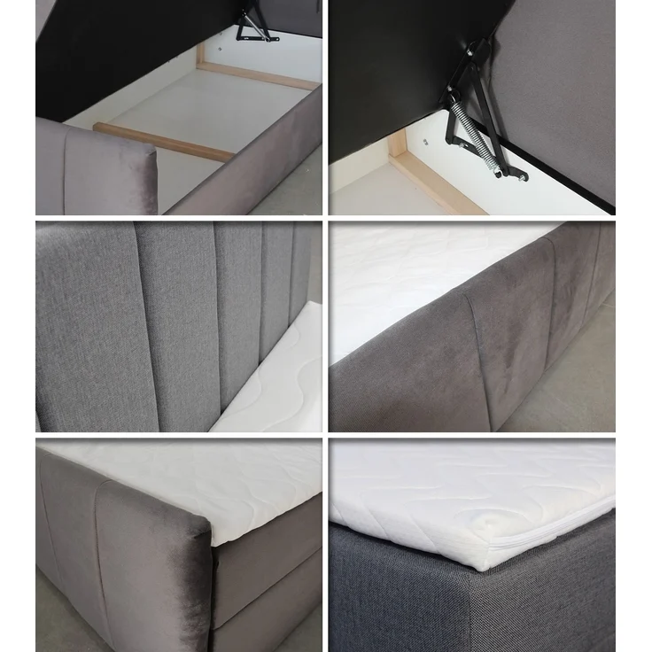 Boxspringbett Star Lux mit Fußteil, 2 Bettkästen und Matratzentopper - Doppelbett mit Topper, Bonell-Matratze, Polsterbett, Bett (Beige (Inari 22), 160 x 200 cm) – Bild 3