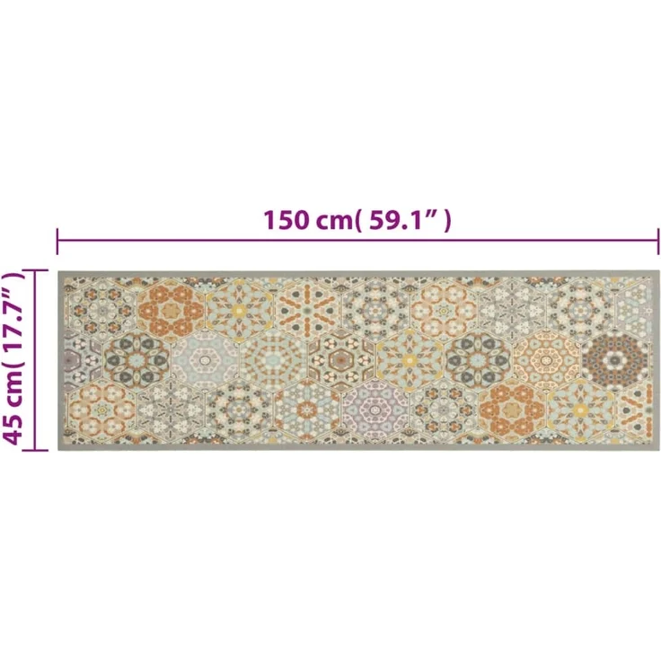 vidaXL Küchenteppich Waschbar Sechseck Pastell 45x150 cm Samt 4005629 – Bild 4