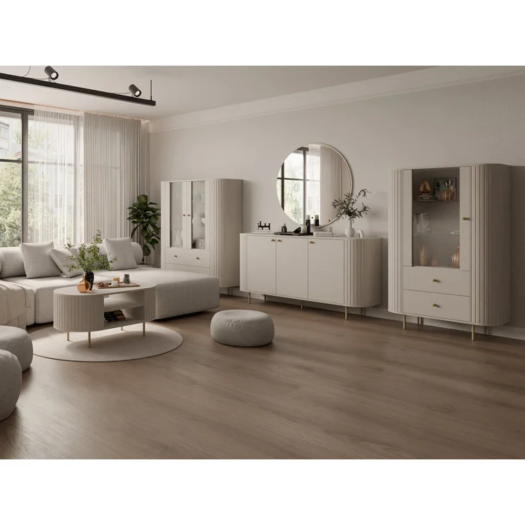 Compleo Couchtisch mit Regalen, Kaffeetisch, OVI Eiche cremona oder Beige – Bild 3