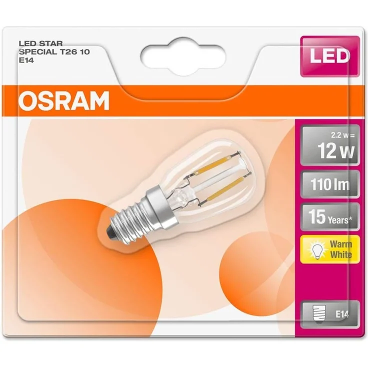 OSRAM LED Lampe Special T26 für Kühlschrank mit E14 Sockel, 2,20 W, Ersatz für 10W-Glühbirne, Warmweiß (2700K) – Bild 2
