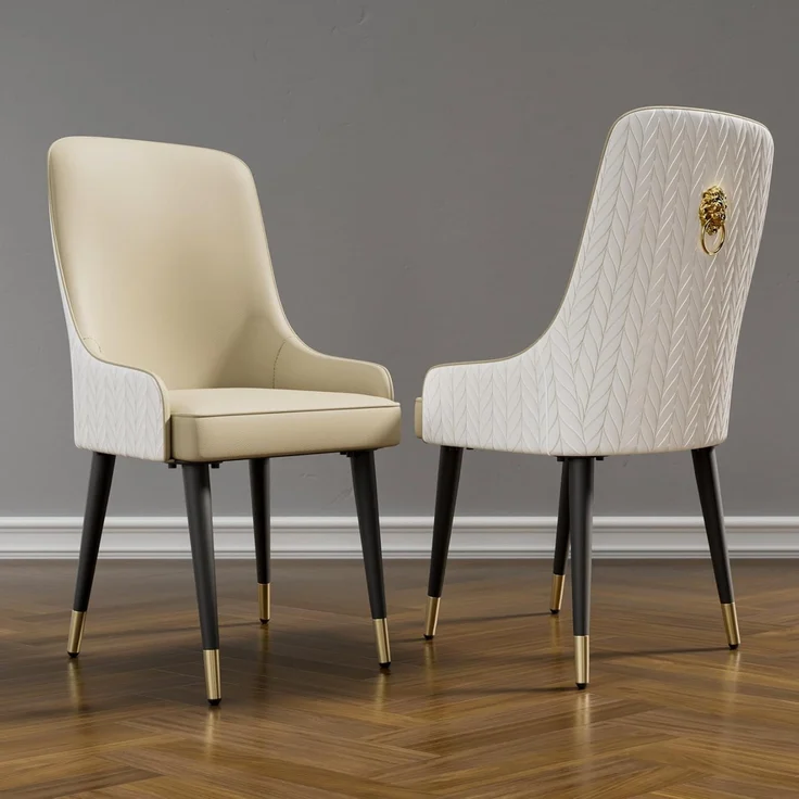 FATIVO Esszimmersthle 2er Set Polstersthle bis 150 kg belastbar Beige Kunstleder Bequeme H?he mit hoher Rckenlehne Esszimmer Sthle Esszimmer Wohnzimmer 90x44x44 cm – Bild 1