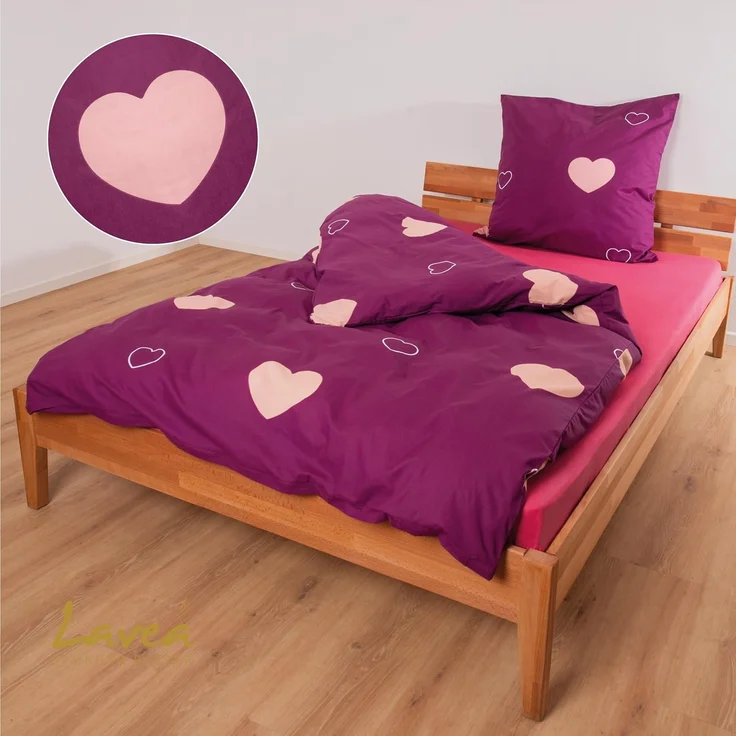 Lavea Kinderbettwäsche Bettwäsche Kinder Herzen Set, mit Reißverschluss, mit Herzmotiv, 100% Baumwolle, 2 teilig, weiche Bezüge für Bettdecke und Kopfkissen – Bild 7