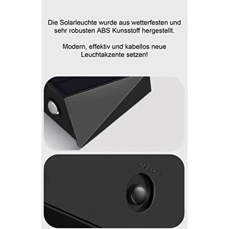 Arnusa LED Außen-Wandleuchte Solar Wandleuchte Wandstrahler Wandlampe LED UP-Down kabellos, Tageslichtsensor, LED fest integriert, Warmweiß – Bild 6