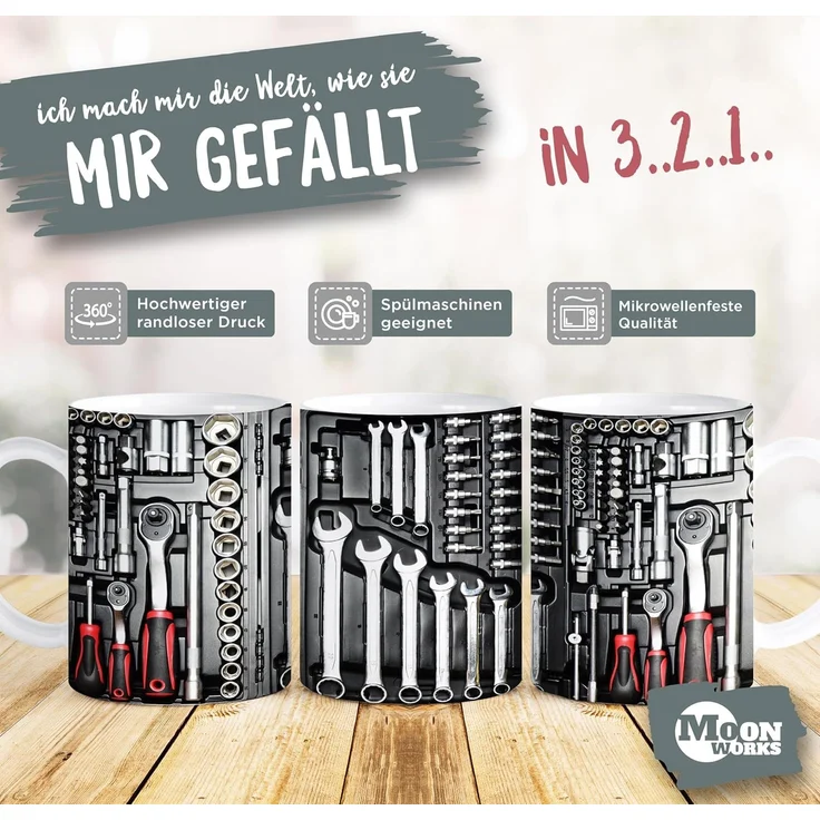 MoonWorks Tasse Kaffee-Tasse Bedruckt Werrkzeug Fotoprint Toolbox Geschenk für Männer, Keramik – Bild 2