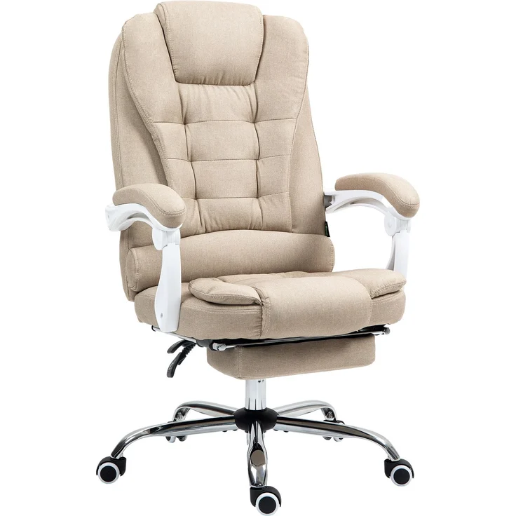MELAYR, Chefsessel, Computerstuhl mit Fußstütze, 78 x 35 x 56 cm, Beige – Bild 1