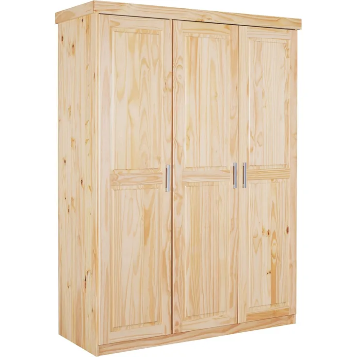 Inter Link Kleiderschrank PELLE 3-türig Kiefer Massivholz natur lackiert 140x55x190 cm