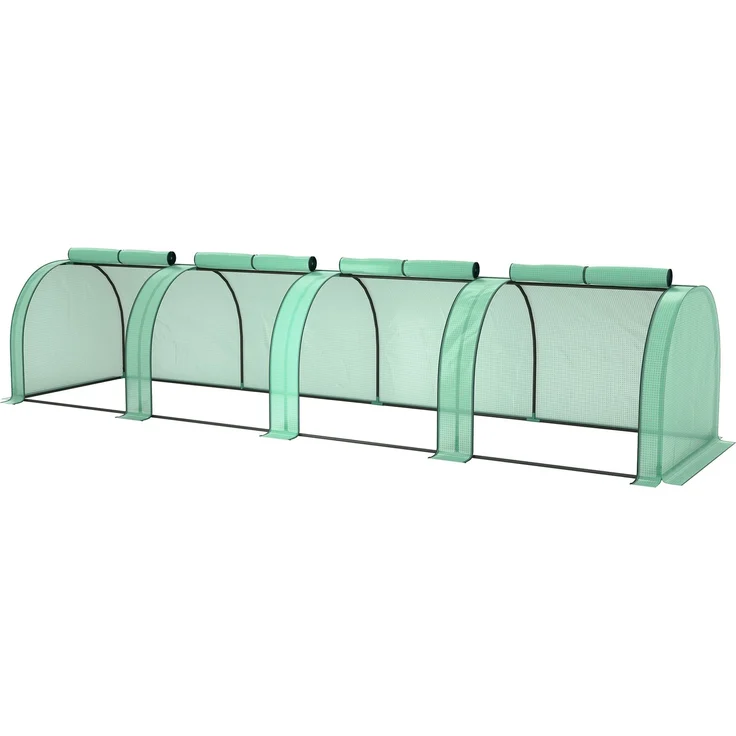 Wohnora-Mini-Gewächshaus für Tomaten, 4 x 1 x 0,80 m, Stahl, UV-beständiges PE, 4 Türen mit aufrollbaren Reißverschlüssen, grün,H 800cm x T 1000cm x B 1000cm – Bild 3