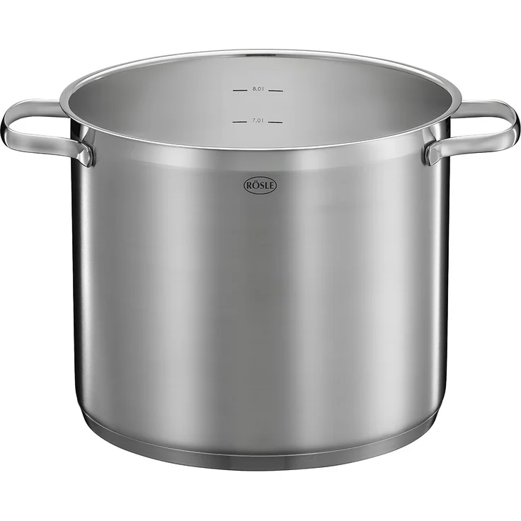 RÖSLE ELEGANCE Gemüse/Partytopf, Hochwertiger Edelstahltopf zum Kochen großer Mengen, 8 Liter, Edelstahl 18/10, Innenskalierung, Induktionsgeeignet, Spülmaschinengeeignet, 33x25. 5x28 cm – Bild 2