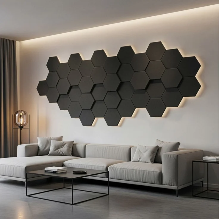 HOME DELUXE Akustikplatten Hexagon selbstklebend SILENT - 5er Set Schwarz – Bild 2