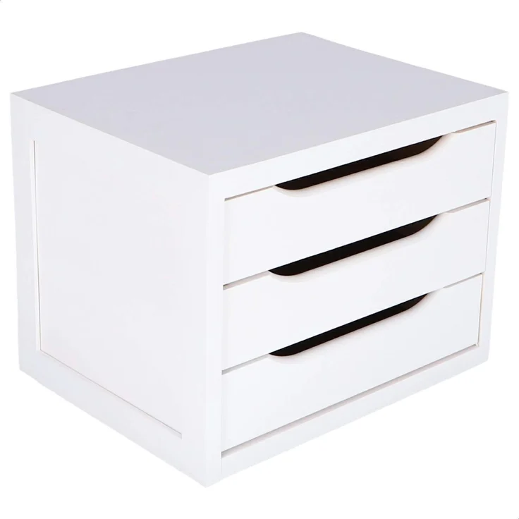 Mueblear ARANAZ S.L. Handgriffe aus Holz, mit 3 Schubladen, Weiß, 40 x 30 x 29 cm, Kiefer, 40 x 30 x 29 cm