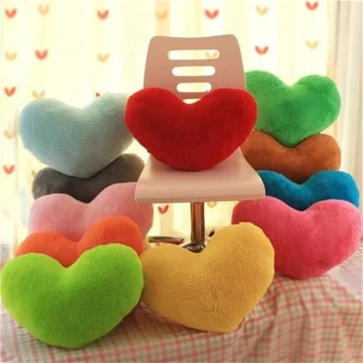 Herzkissen, Herz Kissen Kinderzimmer Decor Herzform Dekokissen Kopfkissen Kissen Zierkissen, Plüsch Kinderkissen für Kinderzimmer Sofa Dekoration (Rosa) – Bild 2