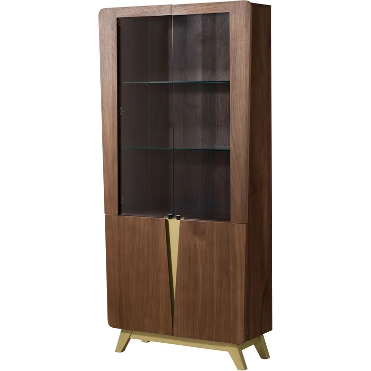 Vitrine Nussbaum-Echtholzfurnier 100x40x200 braun lackiert BUTTERFLY #100