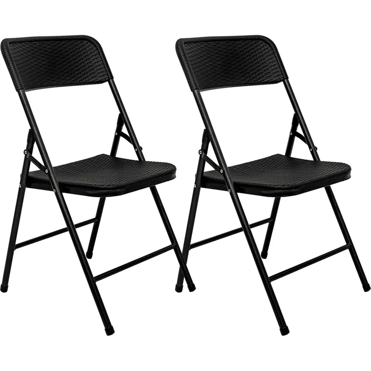2 wetterfeste Klappstühle Gartenstühle in Rattan-Optik Schwarz – Bild 9