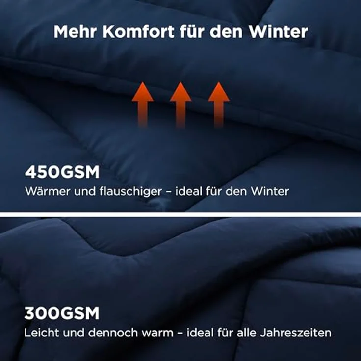 BEDSURE Bettdecke 200x200 Winterdecke 450gsm - Warm Winterdecke 200x200 cm für Winter, Waschbar Dicke Winterbettdecke, Marineblau – Bild 5