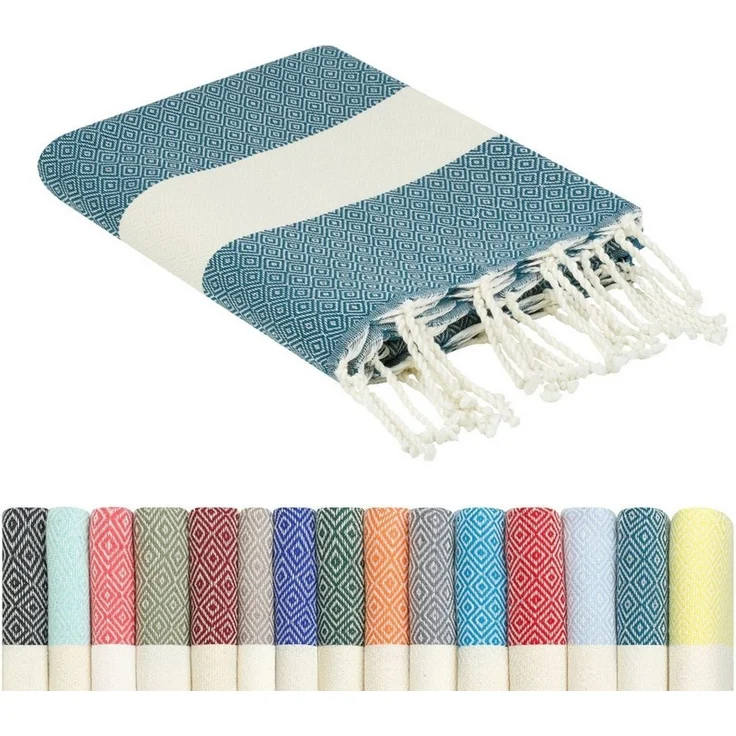 furora HOLIDAY Strandtuch groß 100x200 cm Strand Tuch, aus Baumwolle, Hamamtuch Badetuch, leicht, lang, dünn & kompakt – Bild 5
