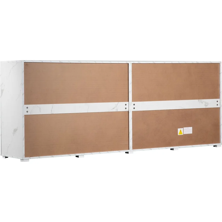 DESVIAE Sideboard mit 4 Türen und 2 Schubladen, 208x80x39,5 cm, aus Spanplatte, Weiß – Bild 9