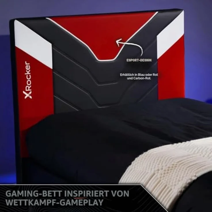 X Rocker Cerberus MKII Gaming-Bett für Kinder & Jugendliche - schwarz/rot/weiß, 90x190 cm – Bild 3