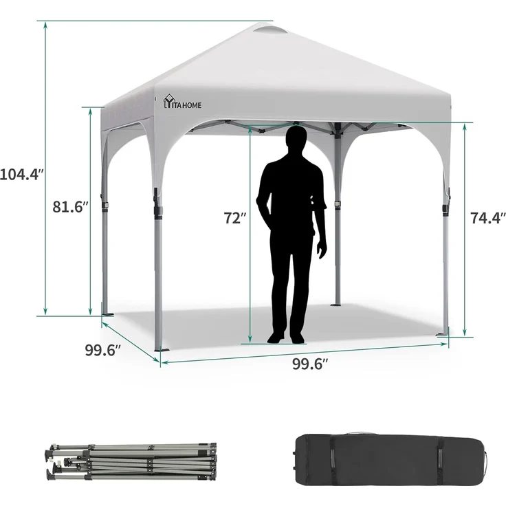 YITAHOME 2,5x2,5 m wasserdichte Pavillon Faltpavillon, Faltbarer Pop up Pavillon Outdoor Anti-UV Gartenpavillon Höhenverstellbarfür Alle Jahreszeiten Für Party Camping Märkte Pool Festival, Weiß – Bild 4