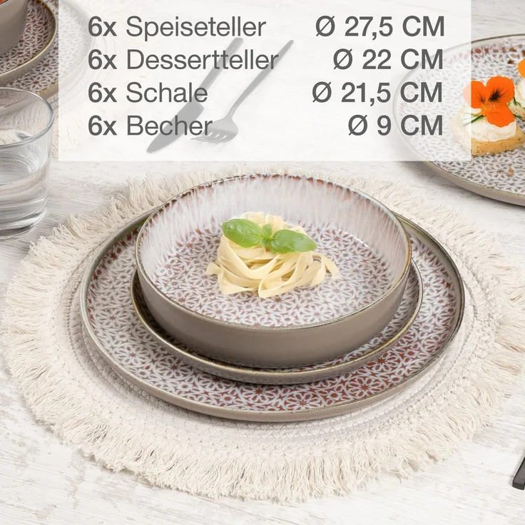 Moritz & Moritz ALHAMBRA Geschirrset 24tlg, 6 Personen, Mousse – Bild 3
