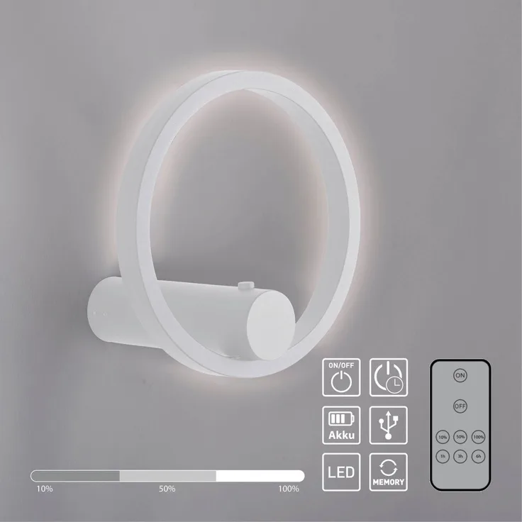 JUST LIGHT 18280-16 ARCHIE AKKU-Wandleuchte weiss 3000K