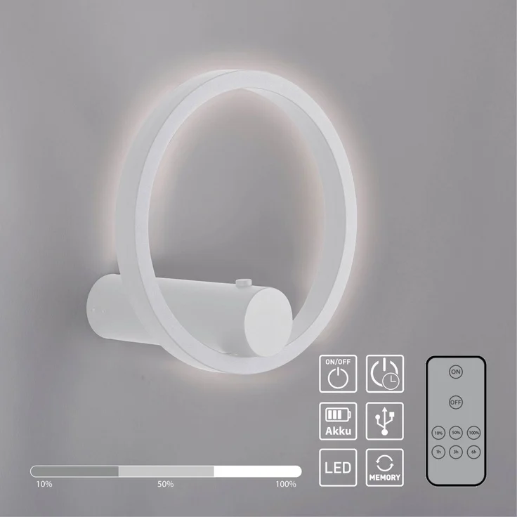 JUST LIGHT 18280-16 ARCHIE AKKU-Wandleuchte weiss 3000K – Bild 1