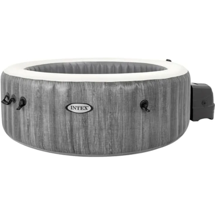 Intex Greywood Deluxe Purespa, Aufblasbares Spa für 6 Personen, grau, mit LED-Lichtern und Schutzhülle