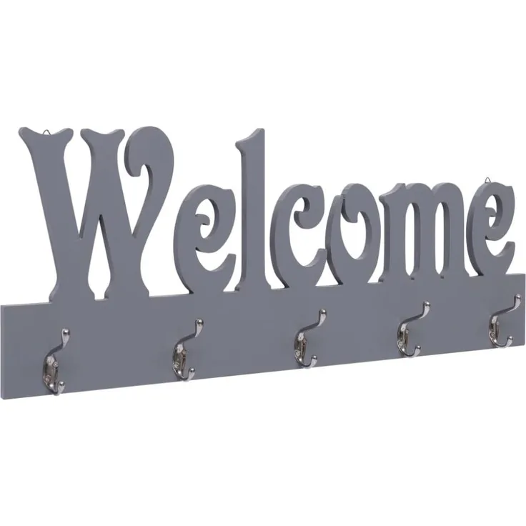 vidaXL Wandgarderobe WELCOME Grau 74 x 29,5 cm 284248