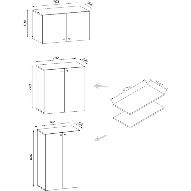 VCM Büroschrank Lona 917788 Weiß H. 223 x B. 70 x T. 39 cm – Bild 4