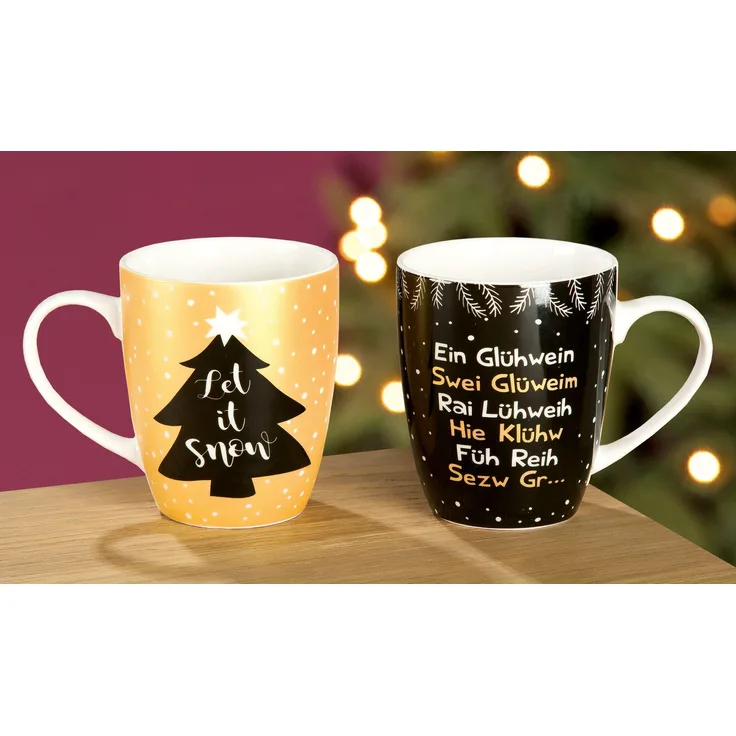 Gilde Porzell Tasse "Let it snow" Knochenporzellan, ca. 360 ml 22490