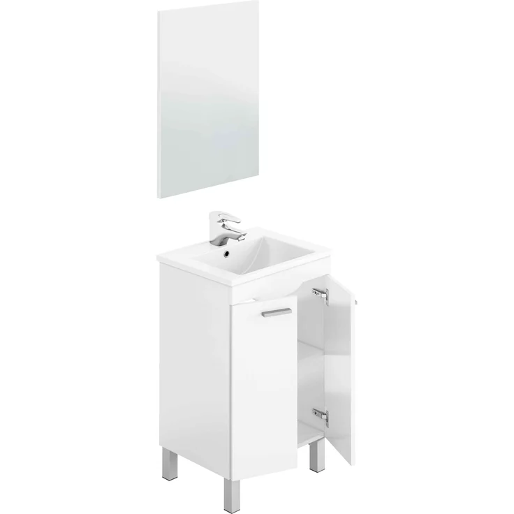 Waschbeckenunterschrank >KONCEPT 50< in weiß glänzend - 50x80x40 (BxHxT) – Bild 4