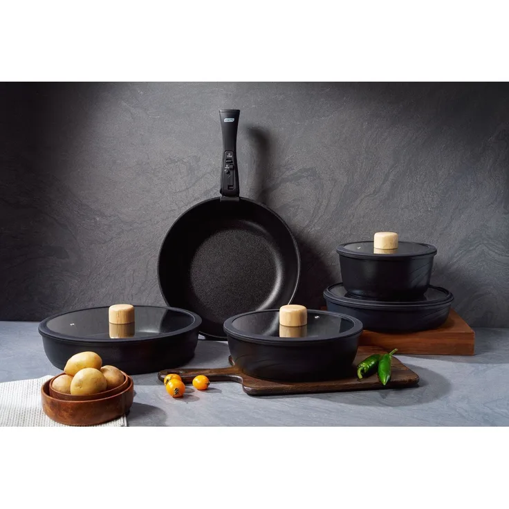 Hermia Concept 'Hona Xl - Black' Topfset (14-teilig), Schwarz, Ø 28 cm