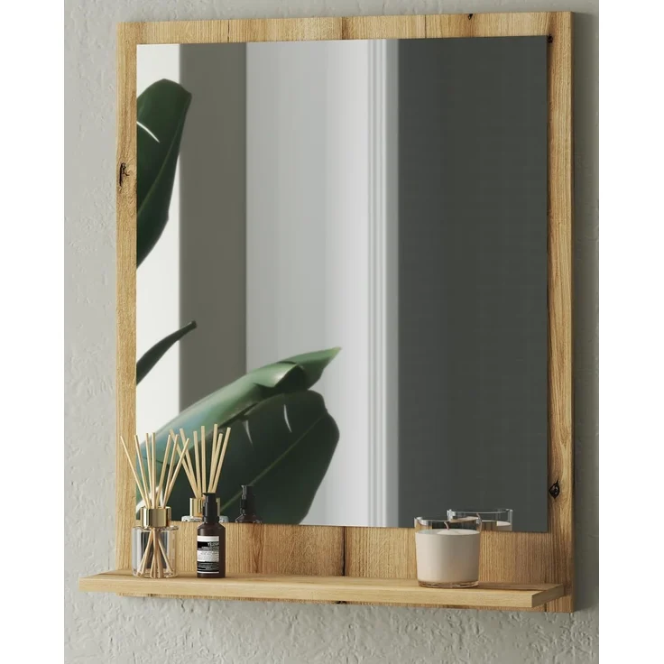 Badezimmer Spiegel Torsby in Eiche mit Ablage 60 x 75 cm – Bild 9
