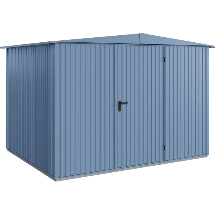 Hörmann Ecostar Metall-Gerätehaus Trend mit Satteldach Typ 3, 238x303 cm , taubenblau, 7,2 m²,1-flüglige Tür