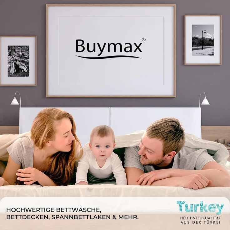 Buymax® Spannbettlaken 180x200 cm Baumwolle 100% Spannbetttuch Bettlaken Jersey, Matratzenhöhe bis 25 cm, Farbe Hellblau – Bild 2