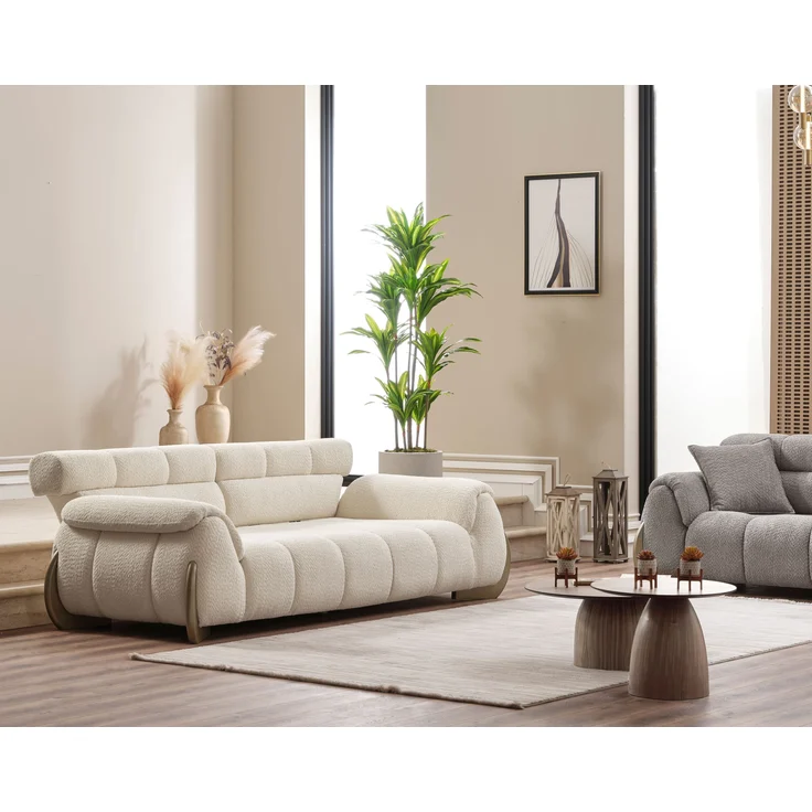 Sitzgruppe/Sofa Set - Wohnzimmergarnitur "Elia" 3+3+1+1-Beige/Grau – Bild 6