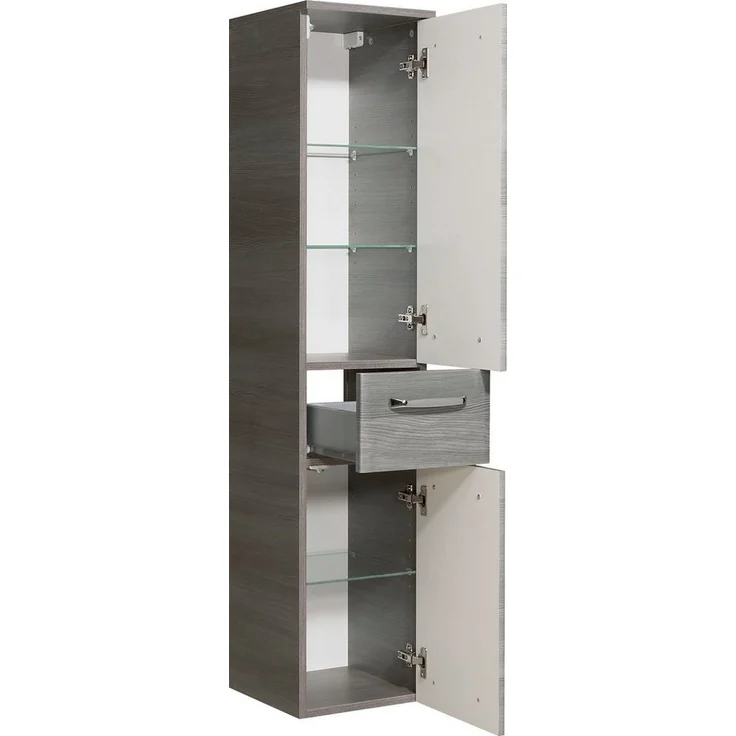 Saphir Midischrank Quickset Badschrank 30 cm breit, 2 Türen, 1 Schublade, 3 Einlegeböden Badezimmer-Midischrank inkl. Türdämpfer, Griffe in Chrom glänzend – Bild 2