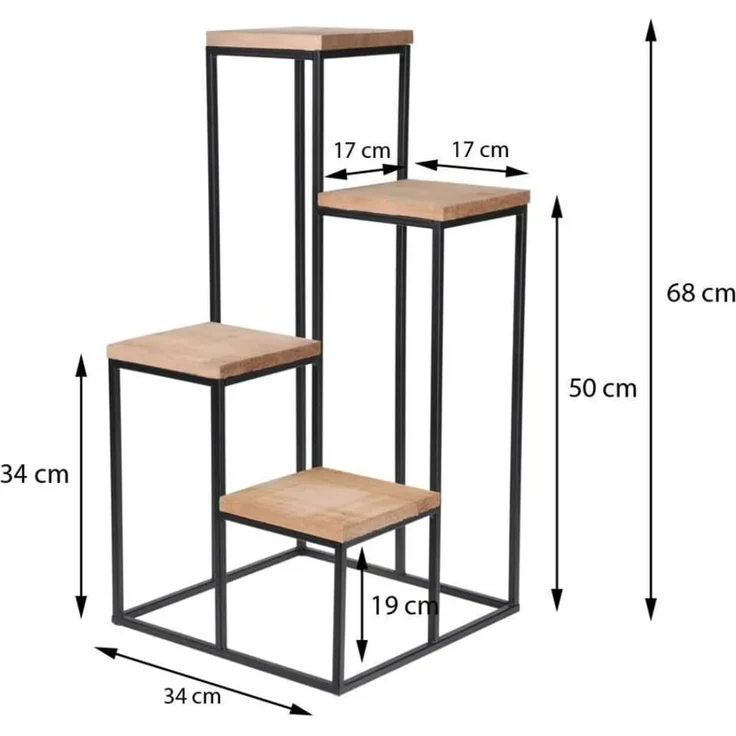 KOOPMANN Blumentreppe mit 4 Regalen 34 x 34 x 67 cm (HxH) Pflanzenregal Blumenregal Standregal Holz – Bild 2