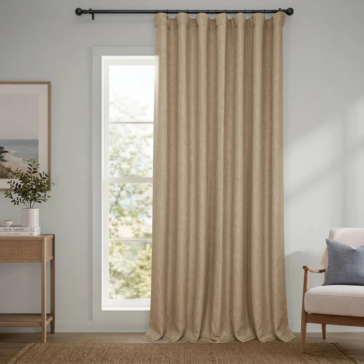 HPD Half Price Drapes Verdunkelungsvorhänge aus Leinenimitat, 213 cm lang, extra breit, luxuriöse Leinenvorhänge für Schlafzimmer und Wohnzimmer (1 Paneel), 254x213 cm, Nomad Tan