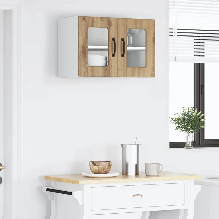 vidaXL Wandglas-Schrank PORTO Sonoma-Eiche 60 x 31 x 40 cm 885319 – Bild 4