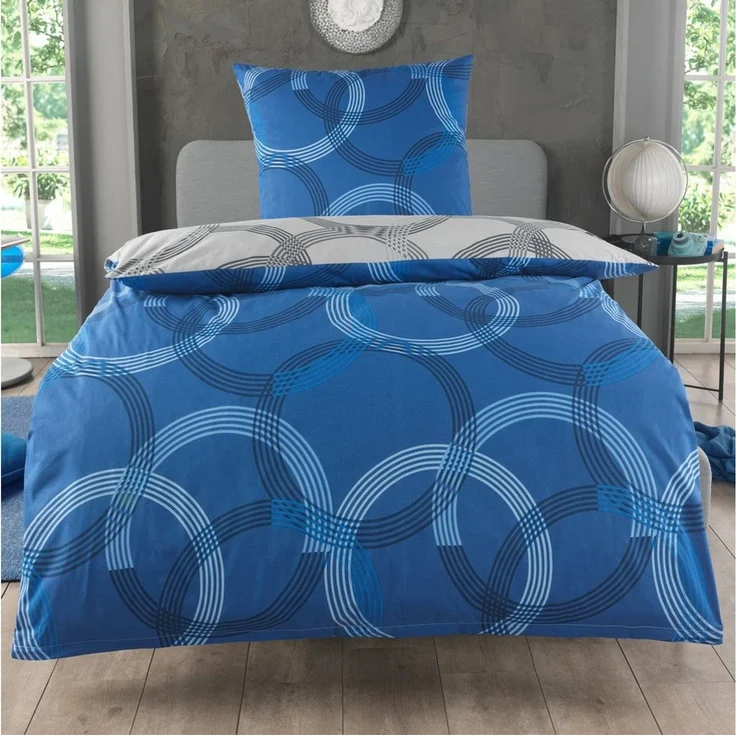 Malika Bettwäsche 155x220 + 80x80 cm atmungsaktiver Baummwoll Renforce Bettbezug, Renforce Baumwolle, 2 teilig, Für Allergiker geeignet, pflegeleicht, angenehm weicher Stoff – Bild 2