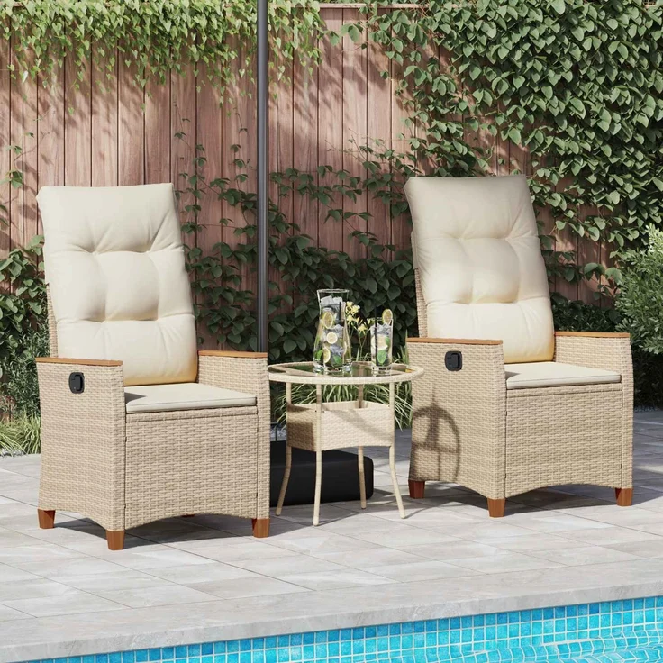 vidaXL Verstellbarer Gartenstuhl Beige und Creme 64 x 57,5 x 112 cm 42026866 – Bild 3