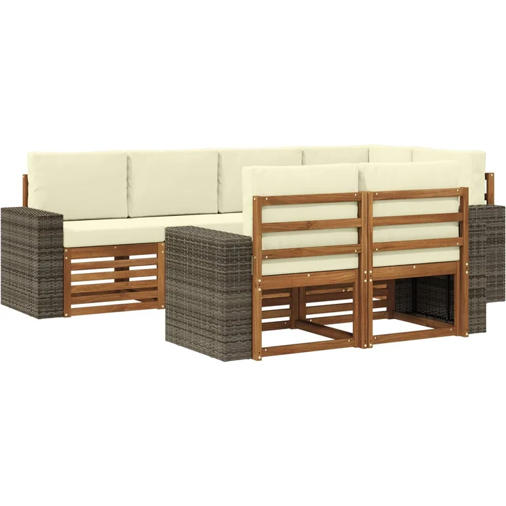 vidaXL Outdoor-Sofagarnitur 7 stk. 7-Sitzer Natur und Creme 3384486 – Bild 2