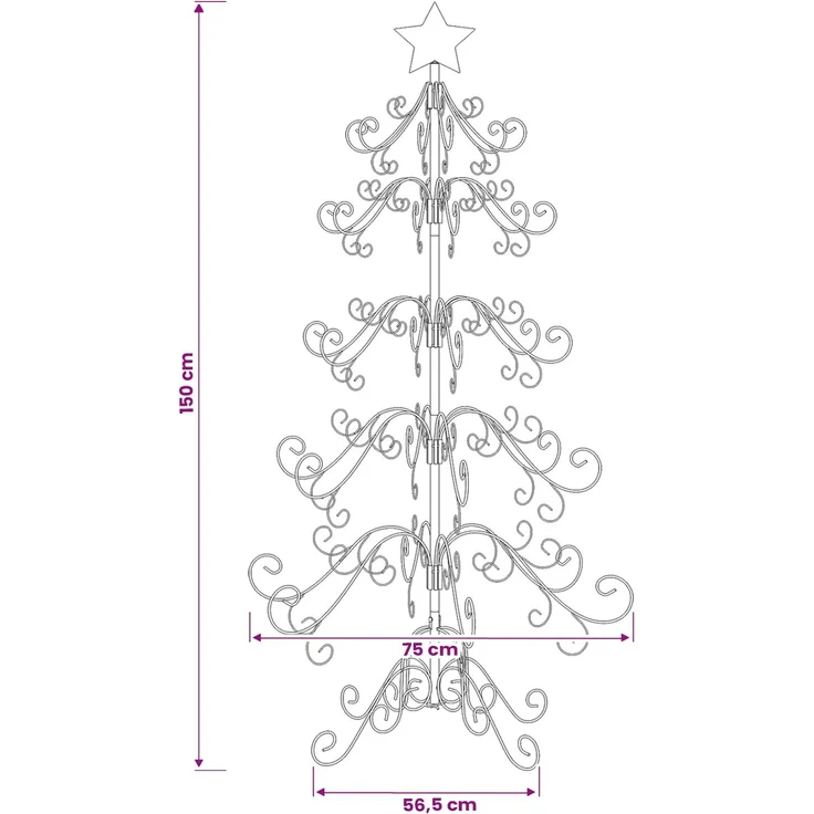 vidaXL Metall Weihnachtsbaum KUOPIO 150 cm Stahl Weiß 42053880 – Bild 6