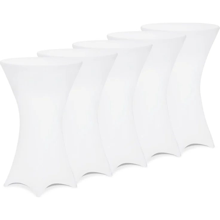 DETEX® Stehtischhusse 5er Set Weiß 70-75cm Verstärkter Fußbereich 30°C Waschbar Stehtisch Hussen Stretch Bezug Hochzeit – Bild 1
