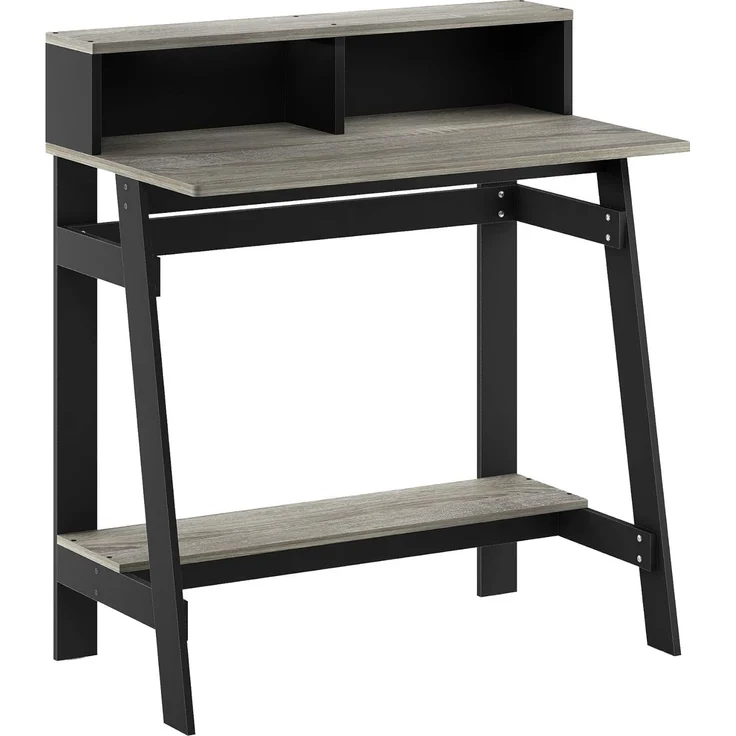 Furinno Schreibtisch, Holz, Schwarz/Eichengrau, 48. 51x48. 51x90. 17 cm – Bild 1