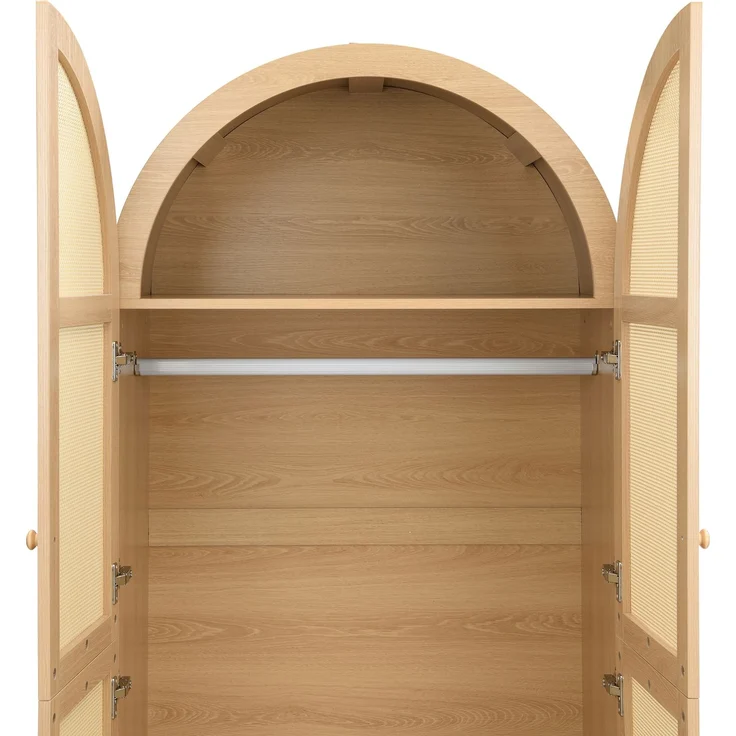 DESVIAE Garderobenschrank mit Rattantüren und Schubladen 80x179x50 cm MDF/Spanplatte Natur – Bild 9