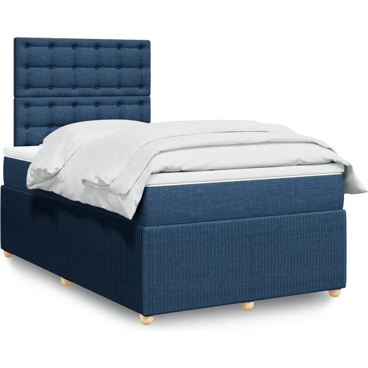 vidaXL Boxspringbett mit Matratze Blau 120x200 cm Stoff 3294343 – Bild 1